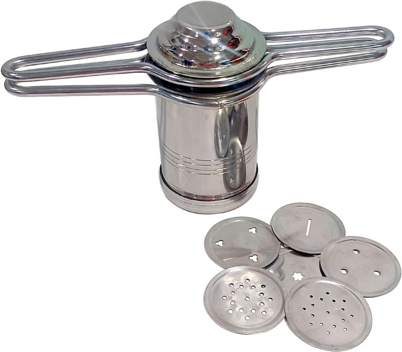 DBY Stainless Steel Press Sev Sancha Machine Press Murukku Maker Traditional Sorya Idiyappam Maker Kitchen Dough Press Dab sev Sancha with 6 Jali - Image 5